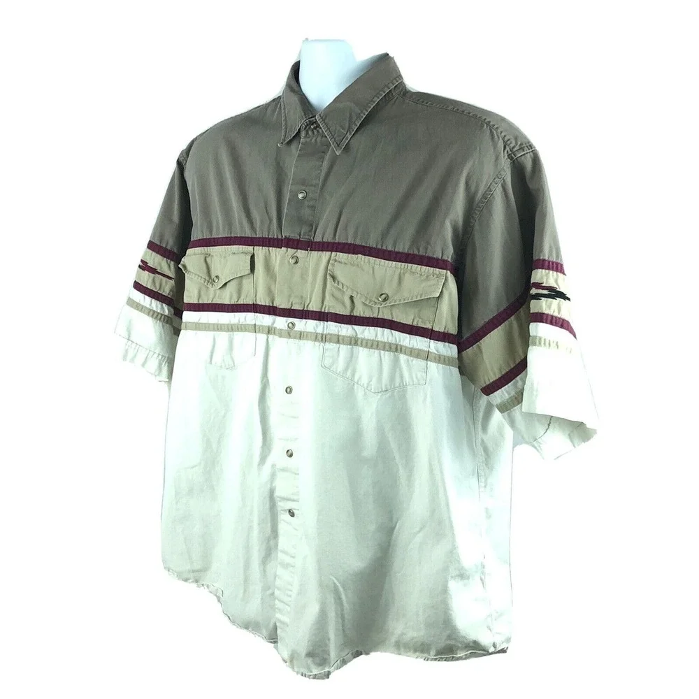 Plains Western‎ Wear Rodeo Cowboy Shirt Men's XL Pearl Snaps Rancher Farm